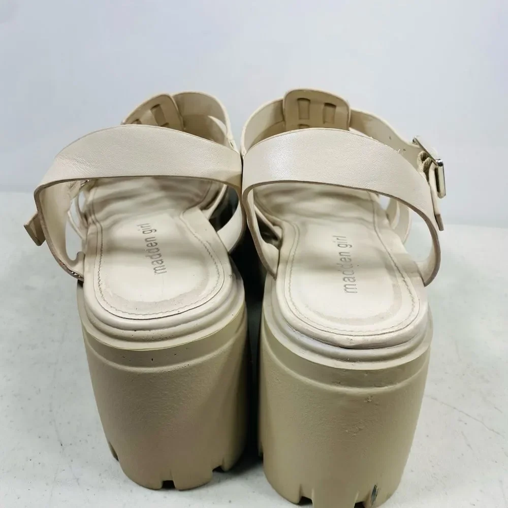 Steve Madden Girl Off White Platform Lug Sandals Shoes Galaxy 8,5